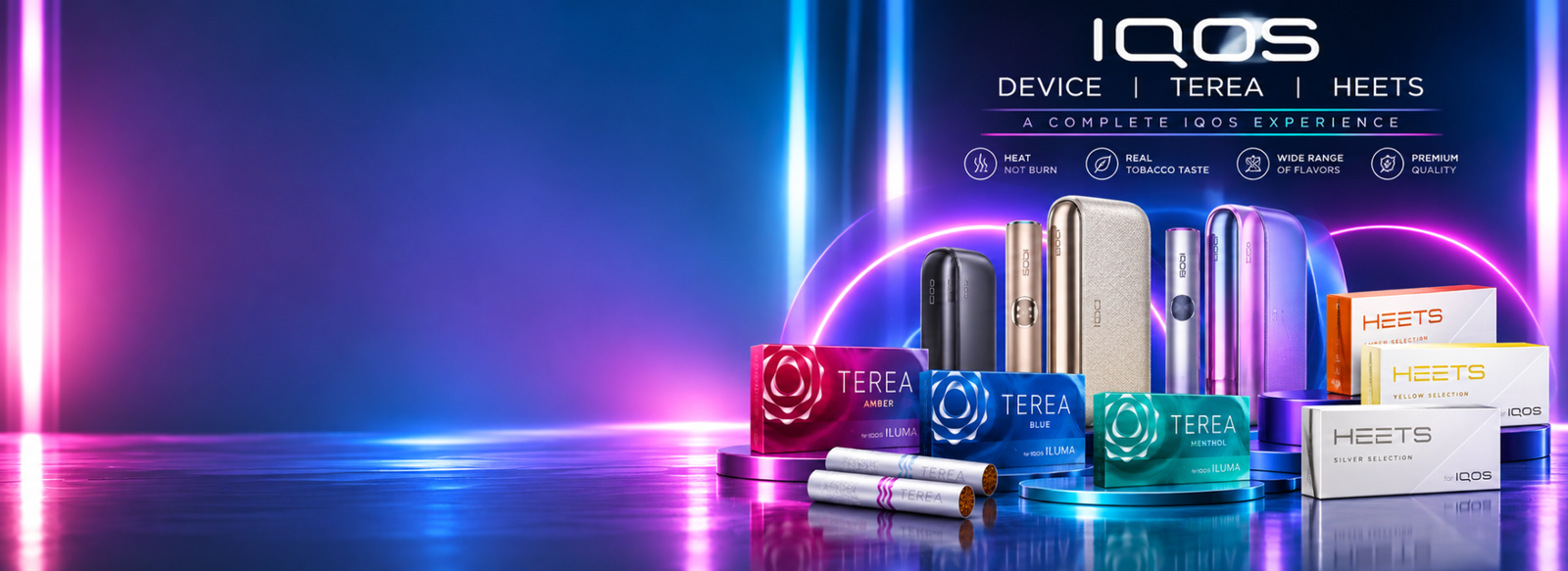 IQOS devices with TEREA and HEETS tobacco sticks and flavors in UAE