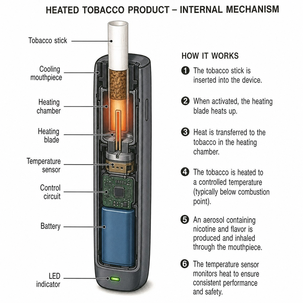 heated tobacco product internal macanism