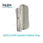 IQOS ILUMA System Pebble Grey device with matching holder and pocket charger