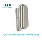 IQOS ILUMA System Pebble Grey device with matching holder and pocket charger