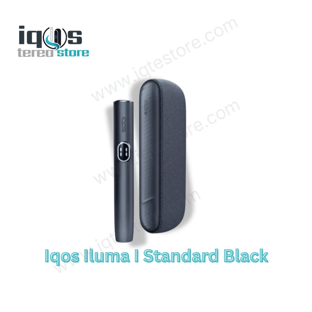 IQOS ILUMA i Standard Black device with touchscreen holder and pocket charger
