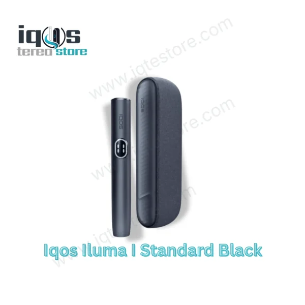 IQOS ILUMA i Standard Black device with touchscreen holder and pocket charger