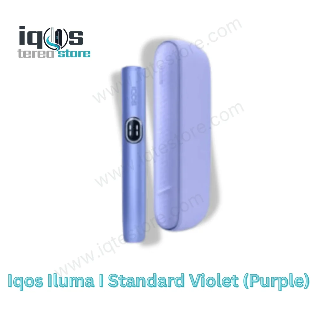 IQOS ILUMA i Standard in Violet with a touchscreen holder and matching pocket charger