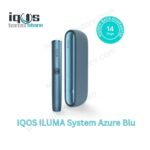 IQOS ILUMA System Azure Blue device with holder and pocket charger