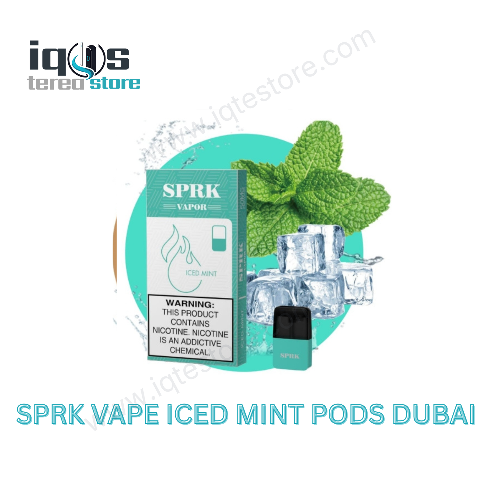 SPRK Vape Iced Mint Pods Dubai SPRK Vape V4 Iced Mint Pods compatible with MYLE V4